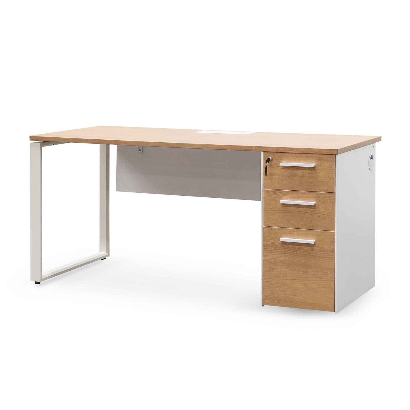 1 Seater Office Desk - Natural and White