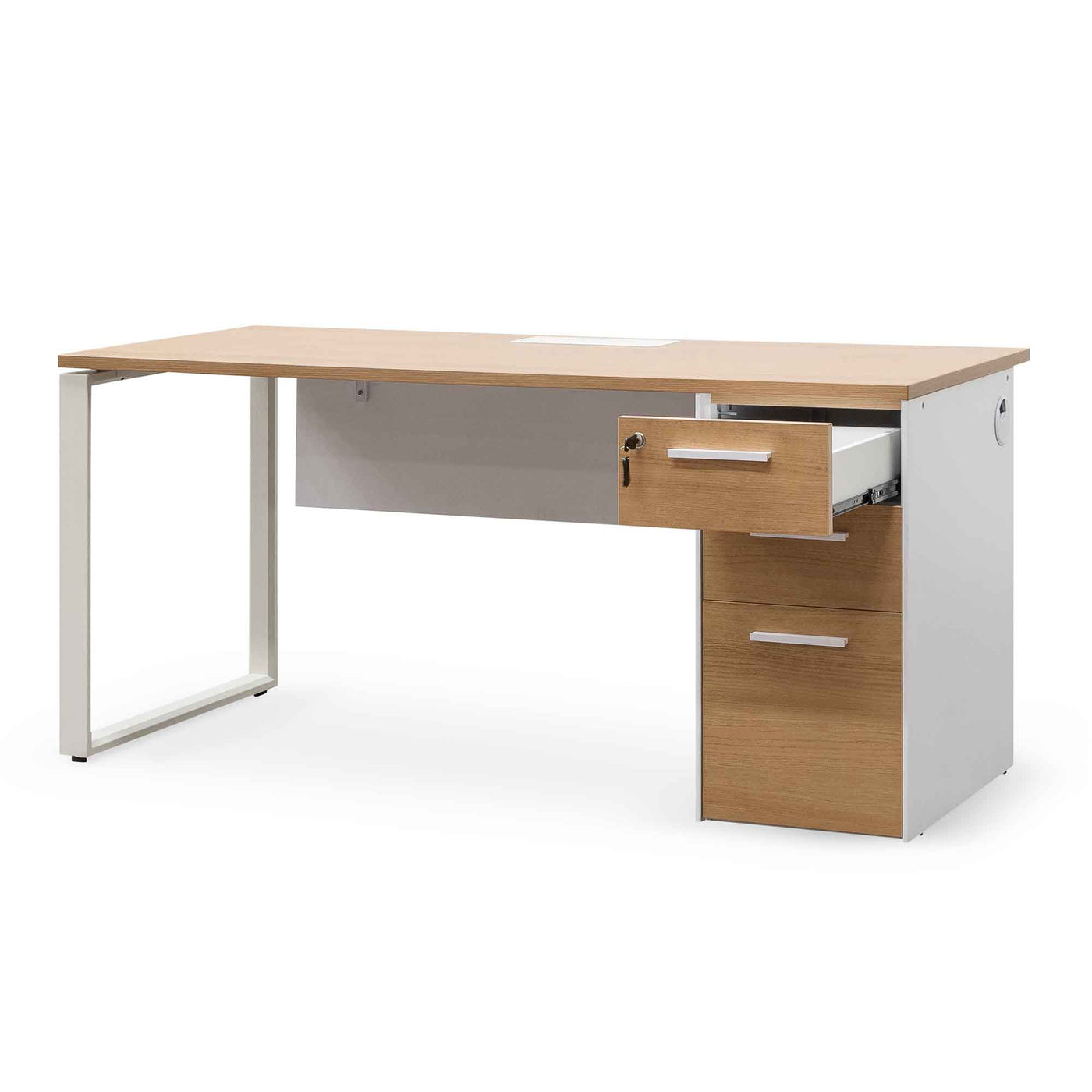 1 Seater Office Desk - Natural and White