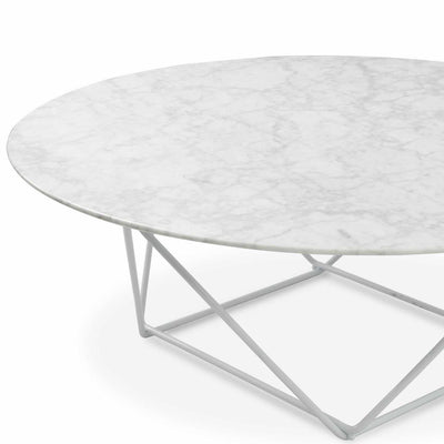 Round Marble Coffee Table With White Base
