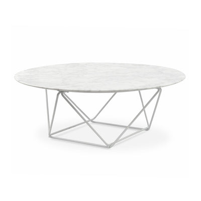 Round Marble Coffee Table With White Base