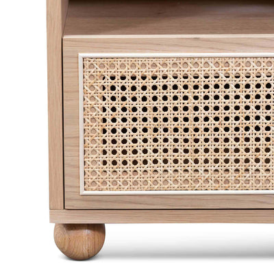 Wooden Side Table with Rattan Front - Natural