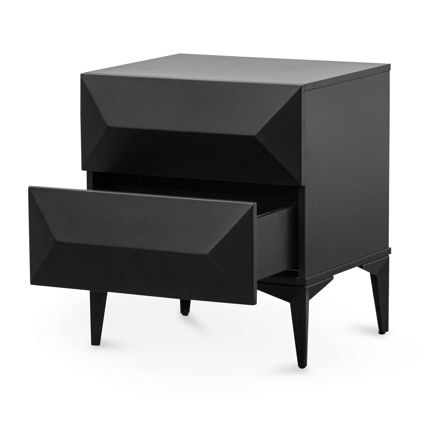 Wooden Side Table - Matte Black with Black Legs