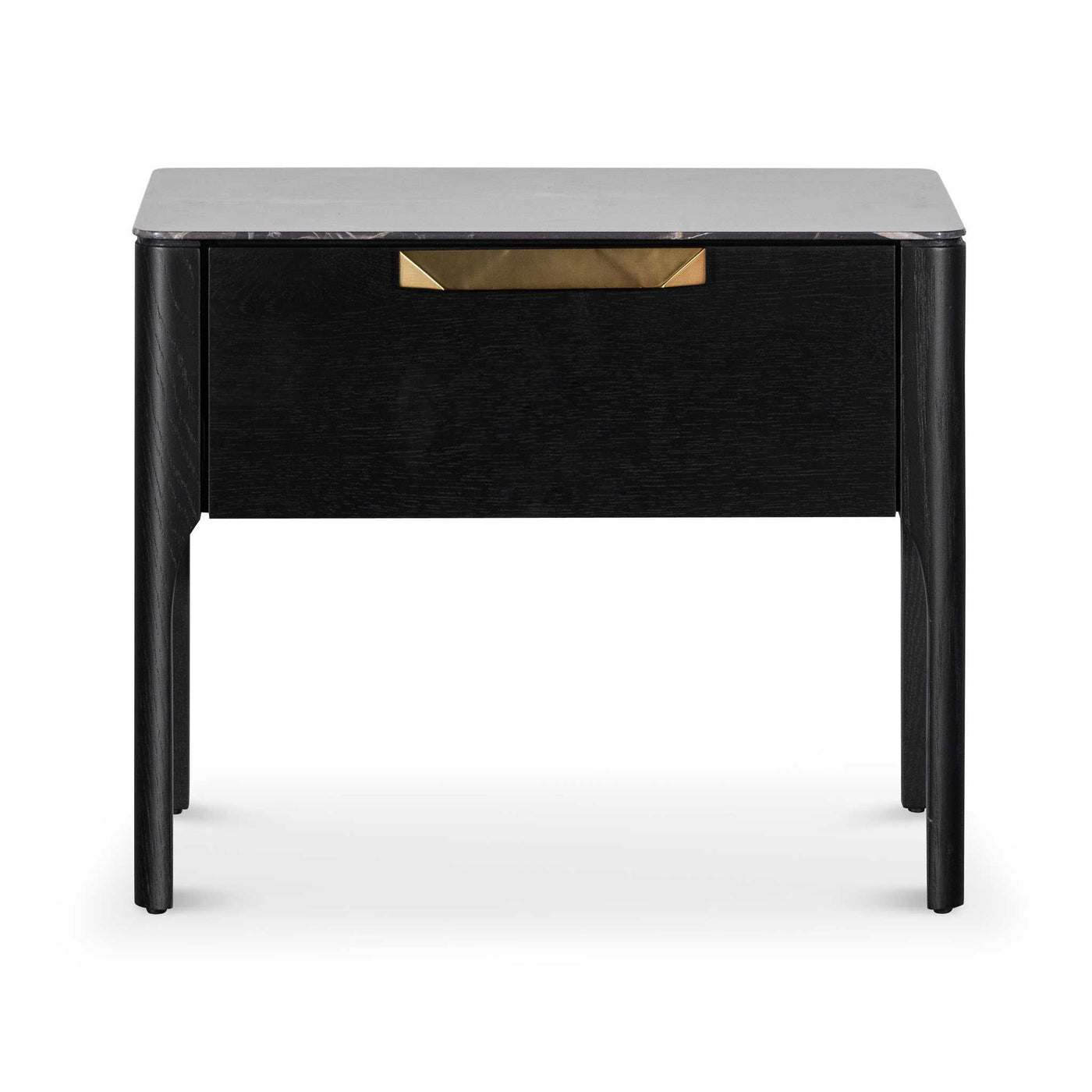 Bedside Table - Black with Porcelain Marble Top