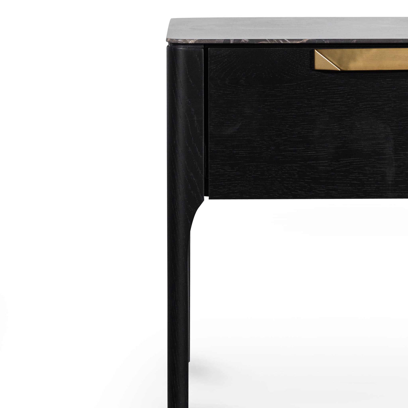 Bedside Table - Black with Porcelain Marble Top