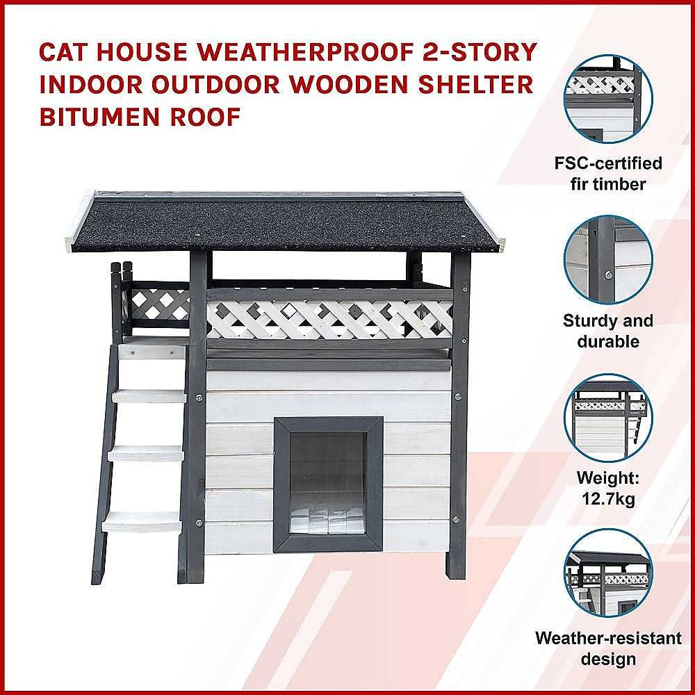 Weatherproof Cat House - Wood