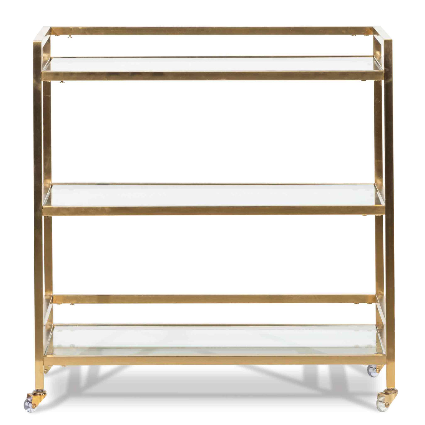 Glass Bar Cart - Brushed Gold Base
