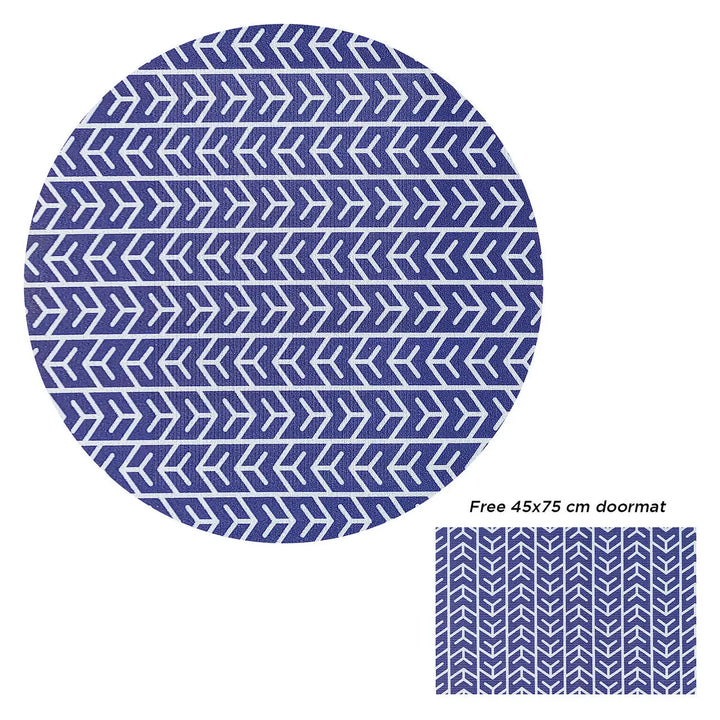 White and Indigo Abstract Outdoor Floor Rug- Outdoor INTEX