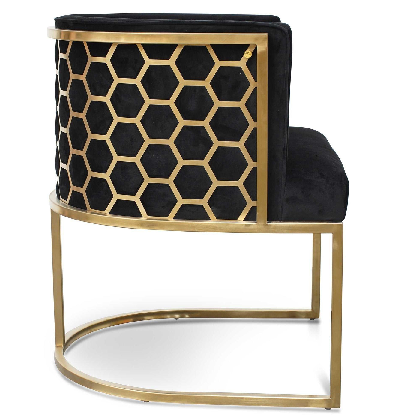 Lounge Chair In Black Velvet Seat - Brushed Gold