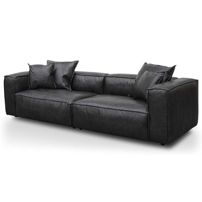 3 Seater Sofa with Cushion and Pillow - Charcoal Leather