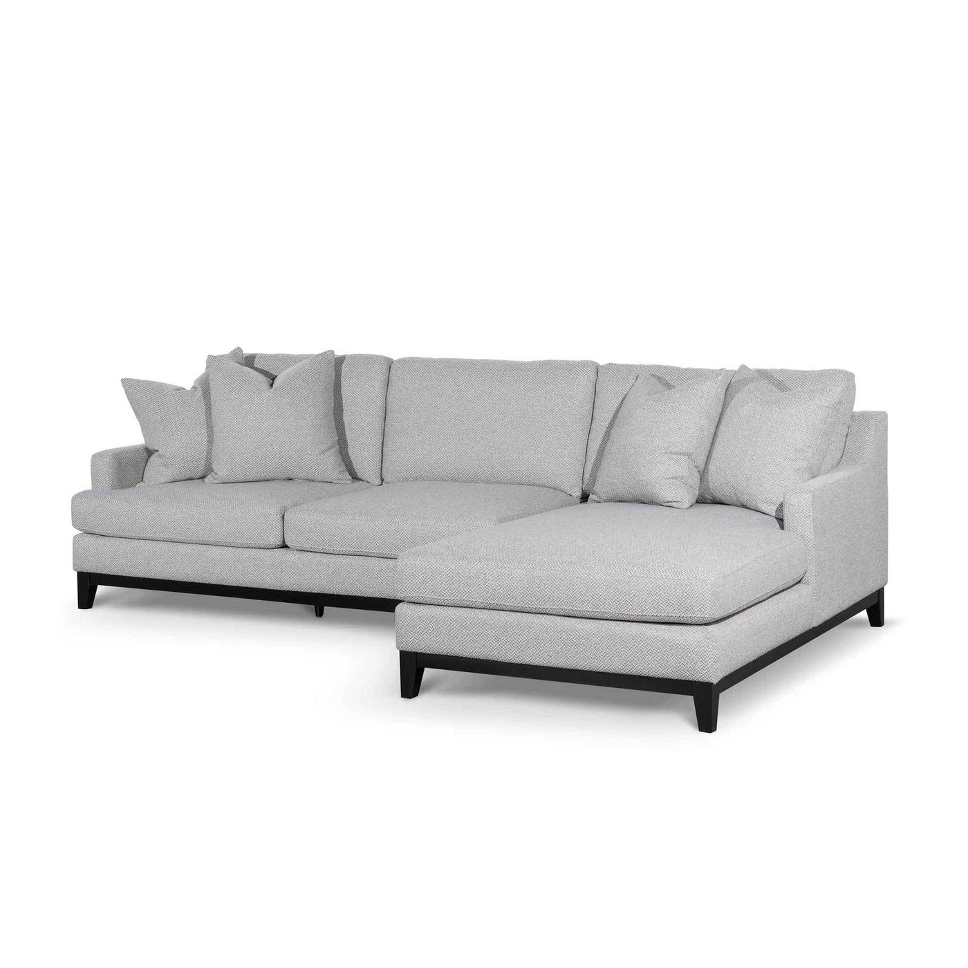 3 Seater Right Chaise Fabric Sofa - Grey