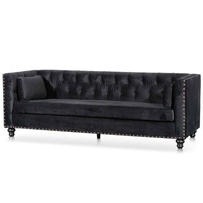 3 Seater Sofa - Black Velvet
