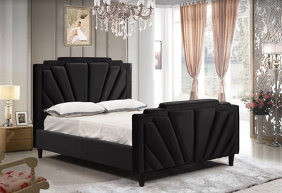 Excruz Luxury Style  Upholstered Velvet Gas Lift Bed - Black