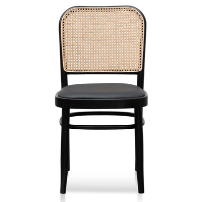 Black Cushion Dining Chair - Natural Rattan