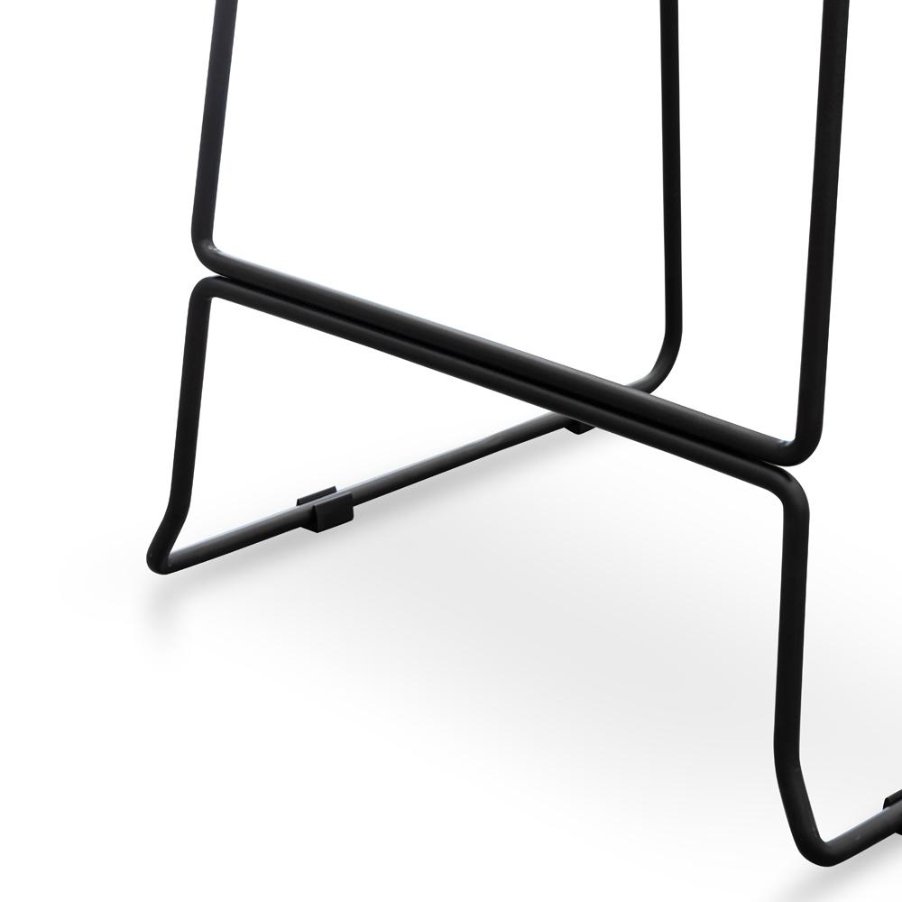 Bar Stool With Natural Timber Seat - Black Frame