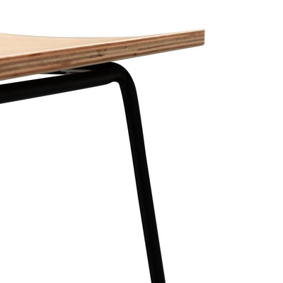 Natural Timber Seat Bar Stool - Black Frame