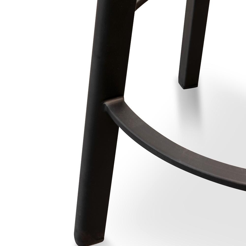 65cm Bar Stool With Black Timber Seat - Black Frame