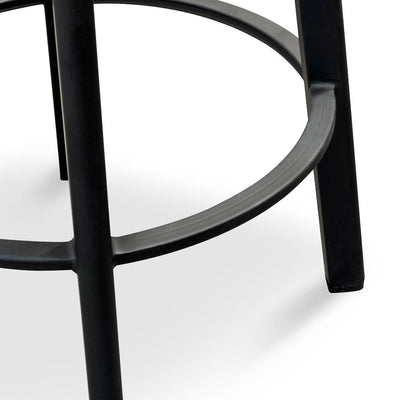 65cm Bar Stool -With Natural Timber Seat - Black Frame