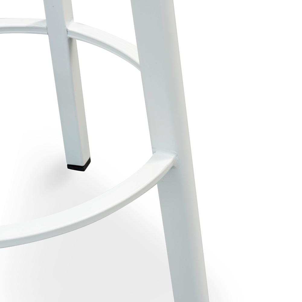 65cm Bar Stool - Natural Timber Seat - White Frame