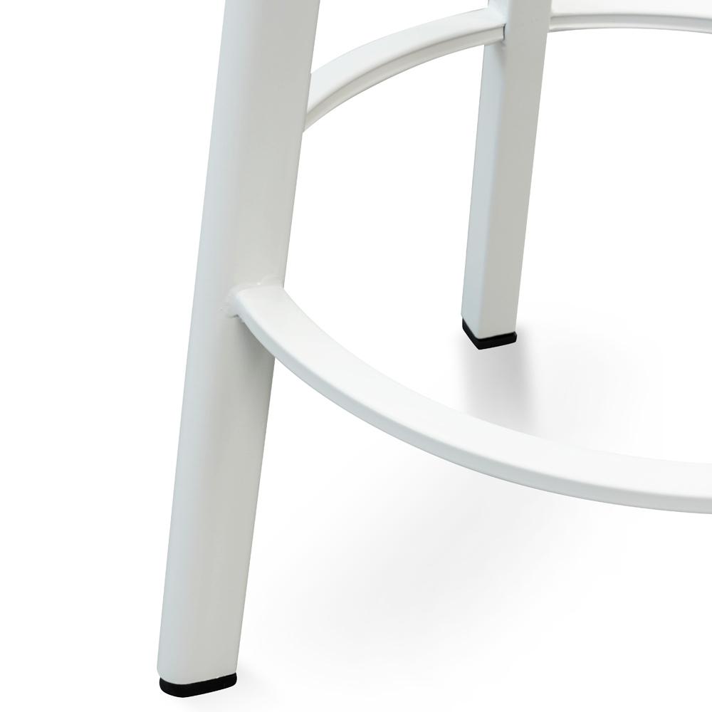 65cm Bar Stool - Natural Timber Seat - White Frame