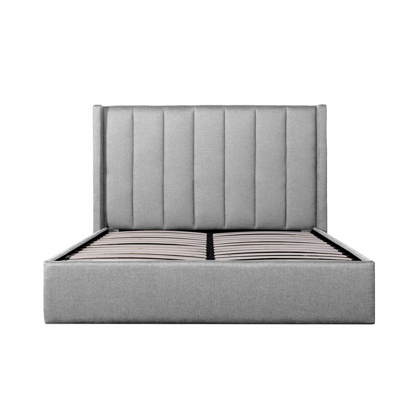 Fabric King Bed Frame - Pearl Grey with Storage