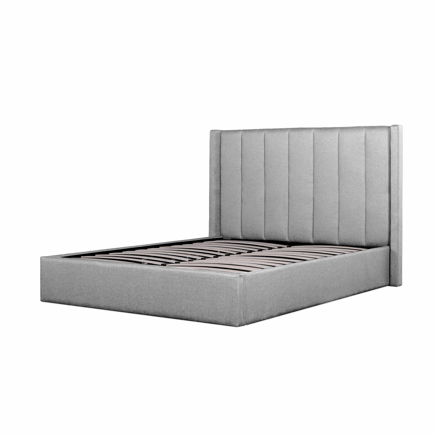 Fabric King Bed Frame - Pearl Grey with Storage
