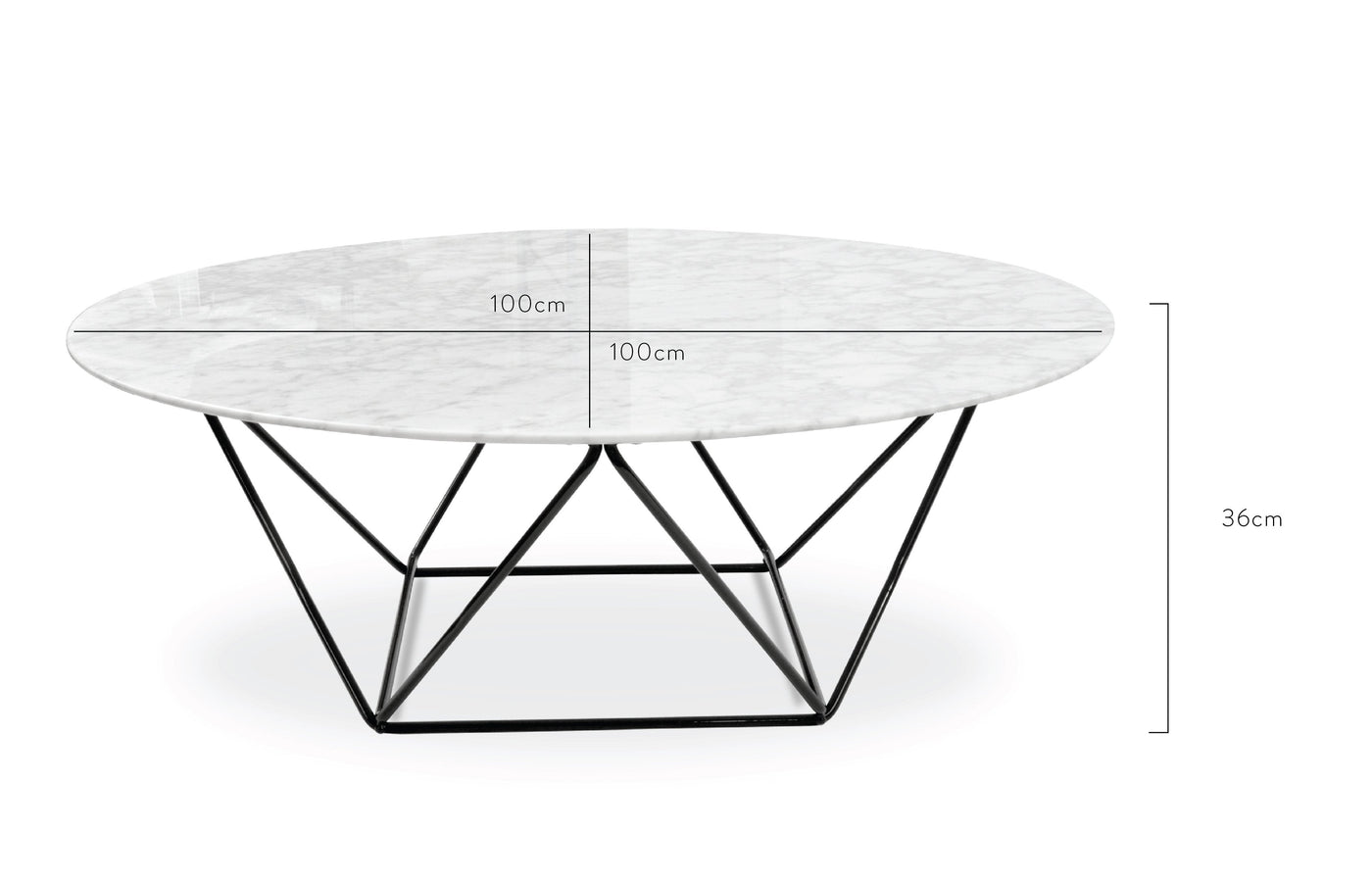 100cm Round Marble Coffee Table With Black Base