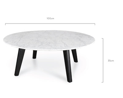 100cm Marble Coffee Table with Black Legs