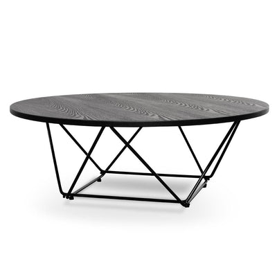 100cm Coffee Table - Black Ash Veneer - Black Legs