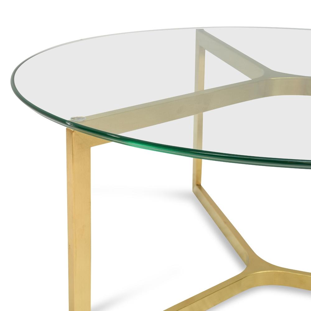 85cm Glass Round Coffee Table - Gold Base