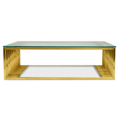 1.3m Glass Coffee Table - Gold Base