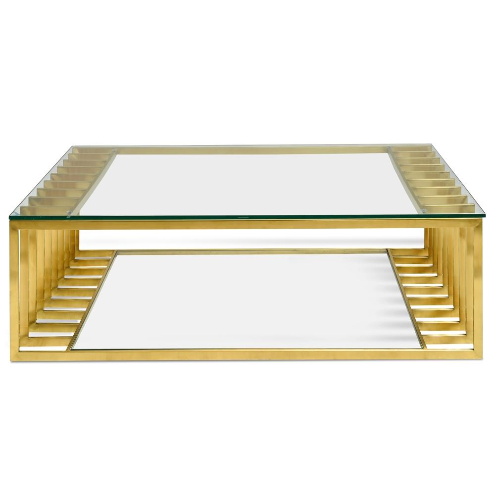 1.3m Glass Coffee Table - Gold Base