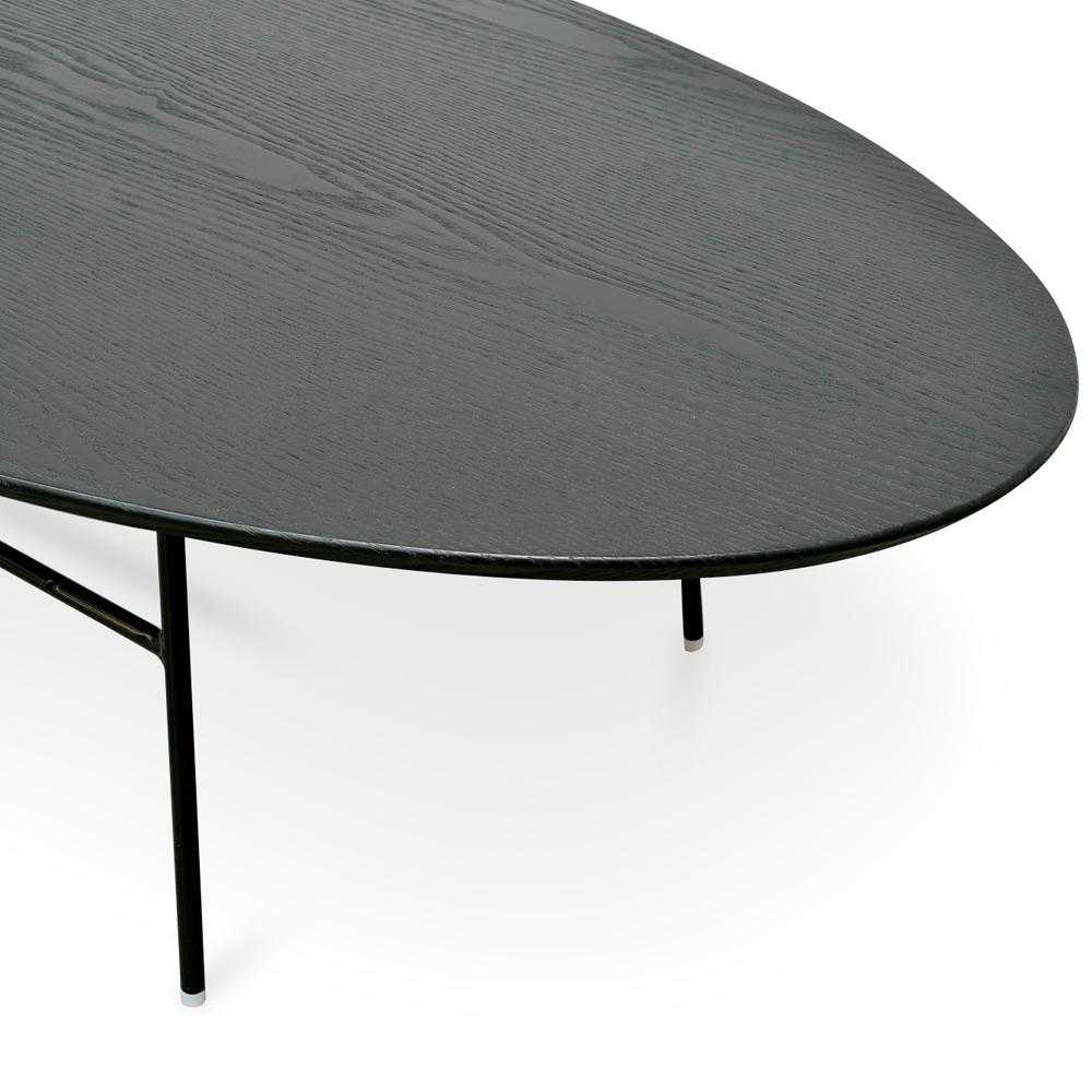 117.5cm Coffee Table - Black Ash Veneer - Black Legs