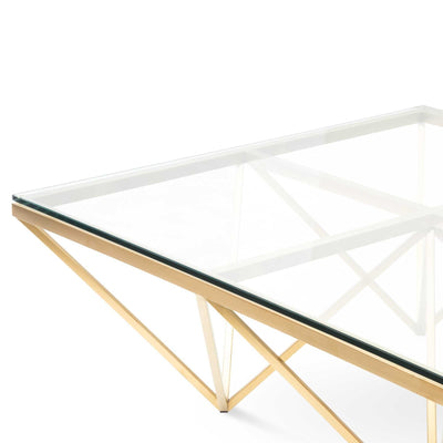 1.05m Glass Coffee Table - Brushed Gold Base