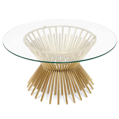90cm Glass Coffee Table - Brushed Gold Base