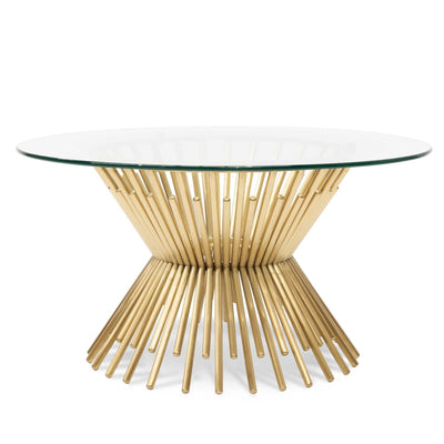 90cm Glass Coffee Table - Brushed Gold Base