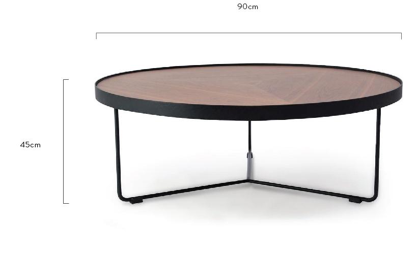 Round Coffee Table - Walnut Top - Black Frame