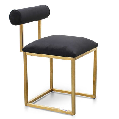 Occasional Chair In Black Velvet - Brushed Gold Base