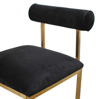 Occasional Chair In Black Velvet - Brushed Gold Base