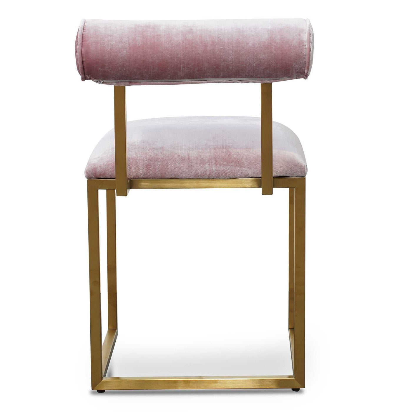 Occasional Chair In Pink Velvet - Brushed Gold Base