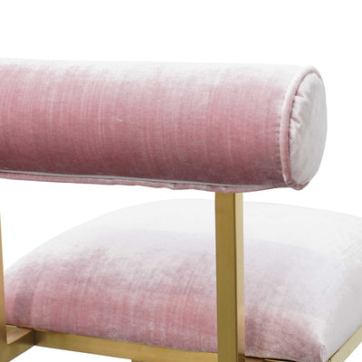 Occasional Chair In Pink Velvet - Brushed Gold Base