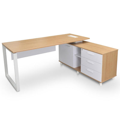 180cm Executive Office Desk With Right Return - Natural