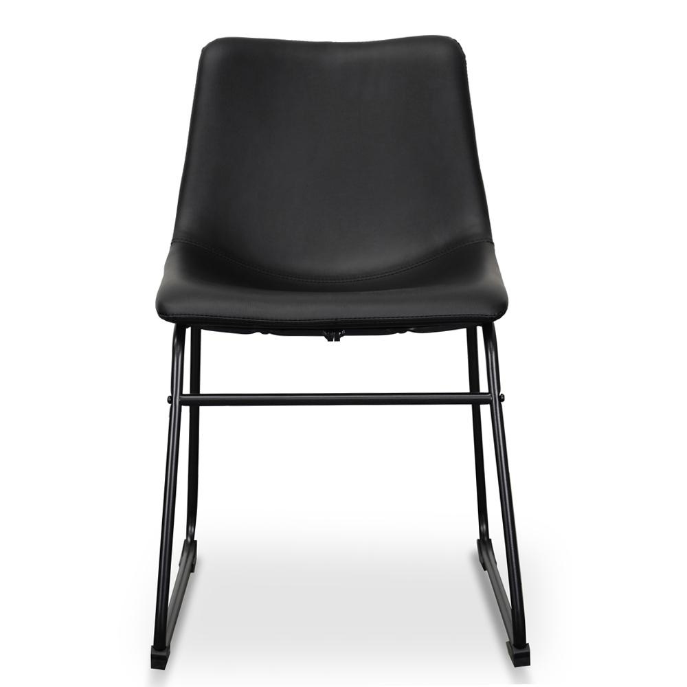 Industrial Dining Chair - Black PU (Set of 2)