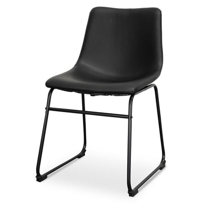 Industrial Dining Chair - Black PU (Set of 2)