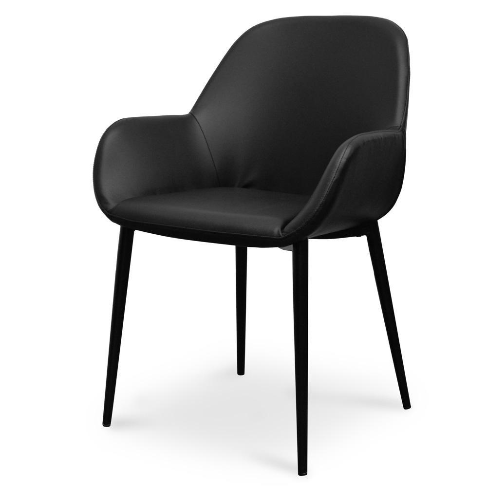 Dining chair - Black PU - Black Legs