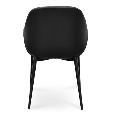 Dining chair - Black PU - Black Legs