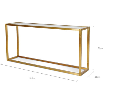 Glass Console Table - Tempered Glass - Steel Base