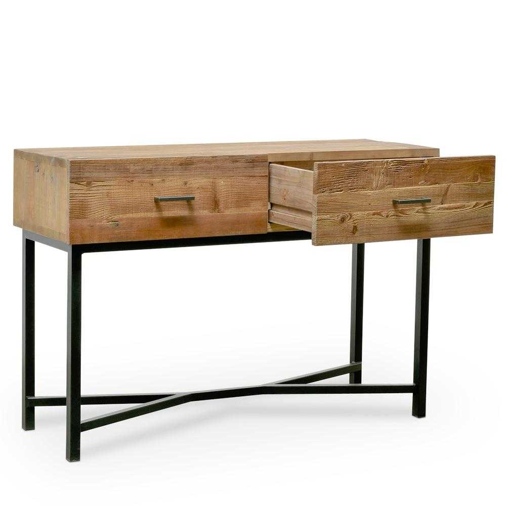 Reclaimed Pine Console Table - Black Base