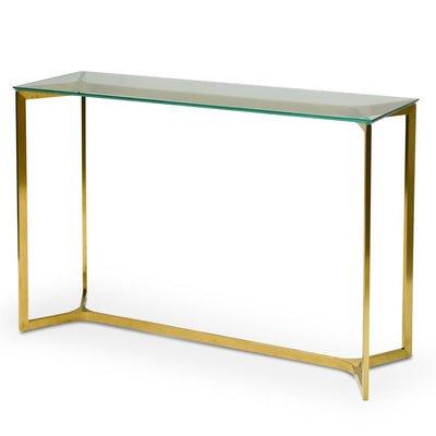 1.2m Glass Console Table - Gold Base