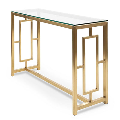 Glass Console table - Brushed Gold Base