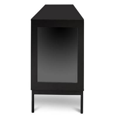 160cm Sideboard Unit - Black with Glass Door and Self